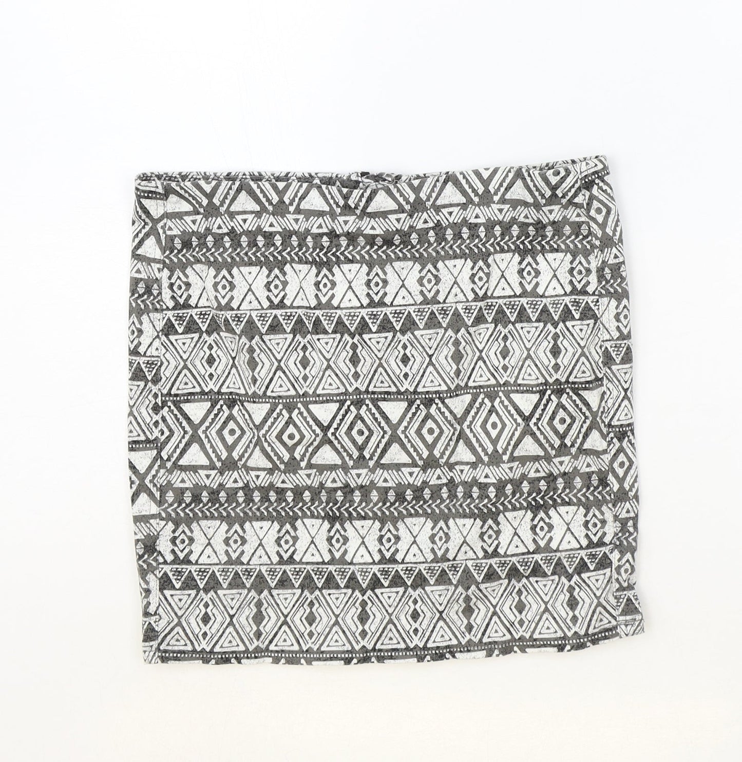 H&M Womens Grey Geometric Cotton Bandage Skirt Size 10 Zip