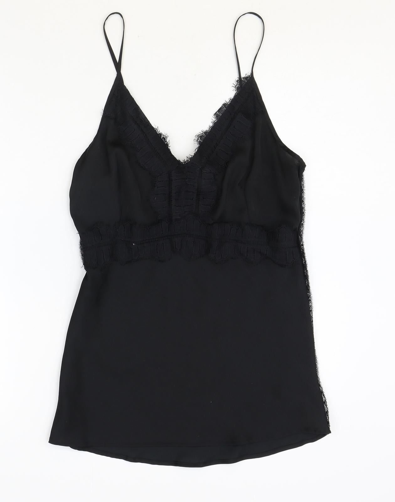NEXT Womens Black Polyester Basic Tank Size 8 V-Neck