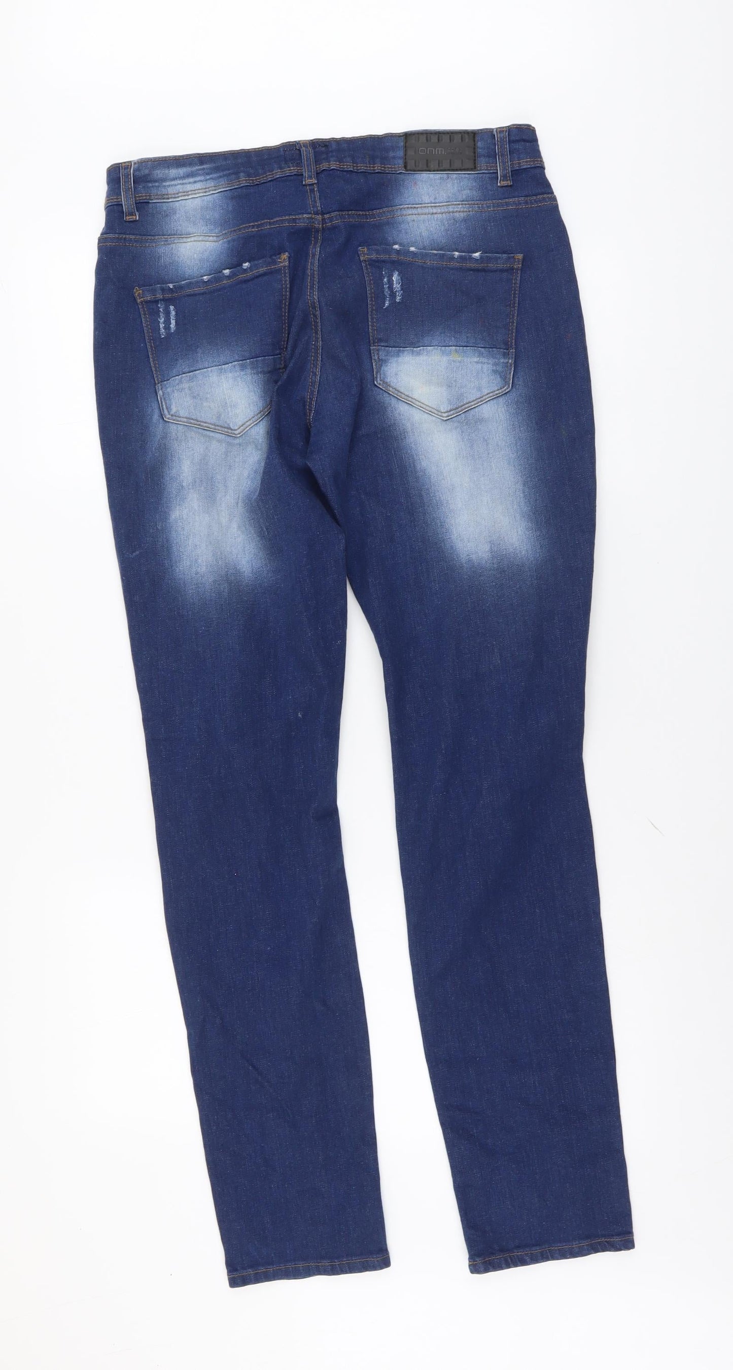 ONM Mens Blue Cotton Straight Jeans Size 32 in L32 in Regular Button