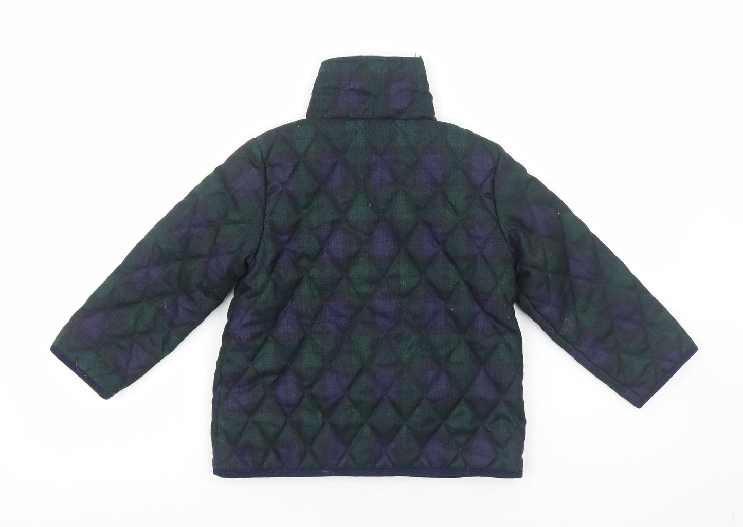 Samansa Boys Blue Plaid Quilted Jacket Size L Snap