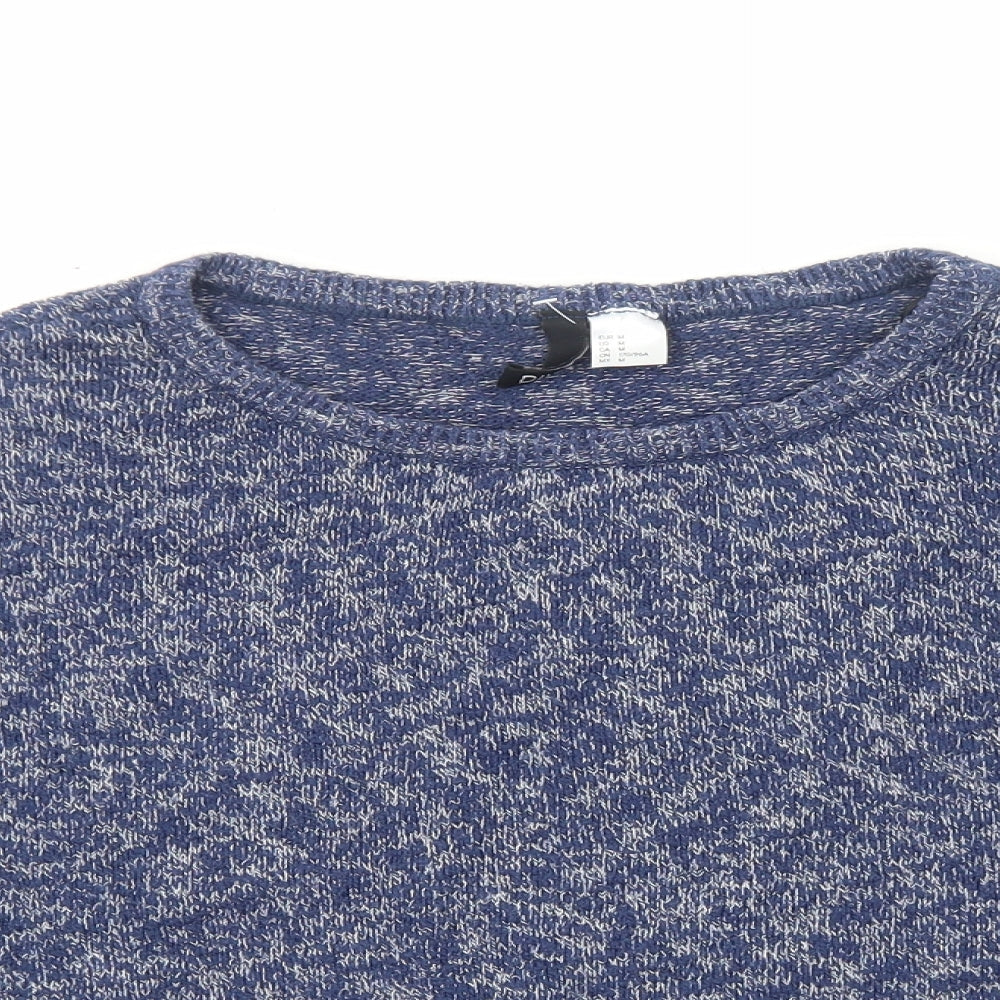H&M Womens Blue Round Neck Cotton Pullover Jumper Size M