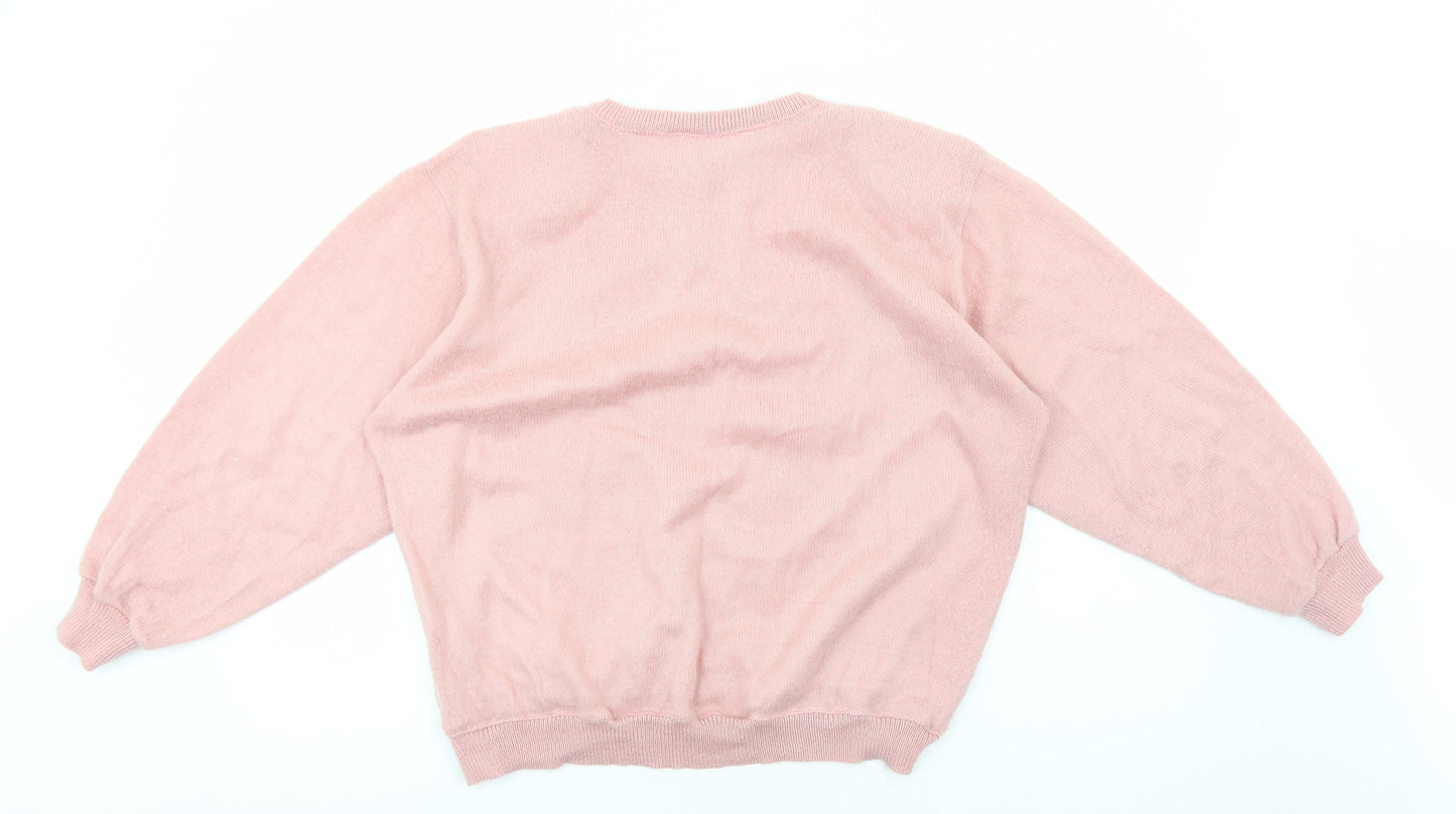 essence Womens Pink Round Neck Polyester Pullover Jumper Size M