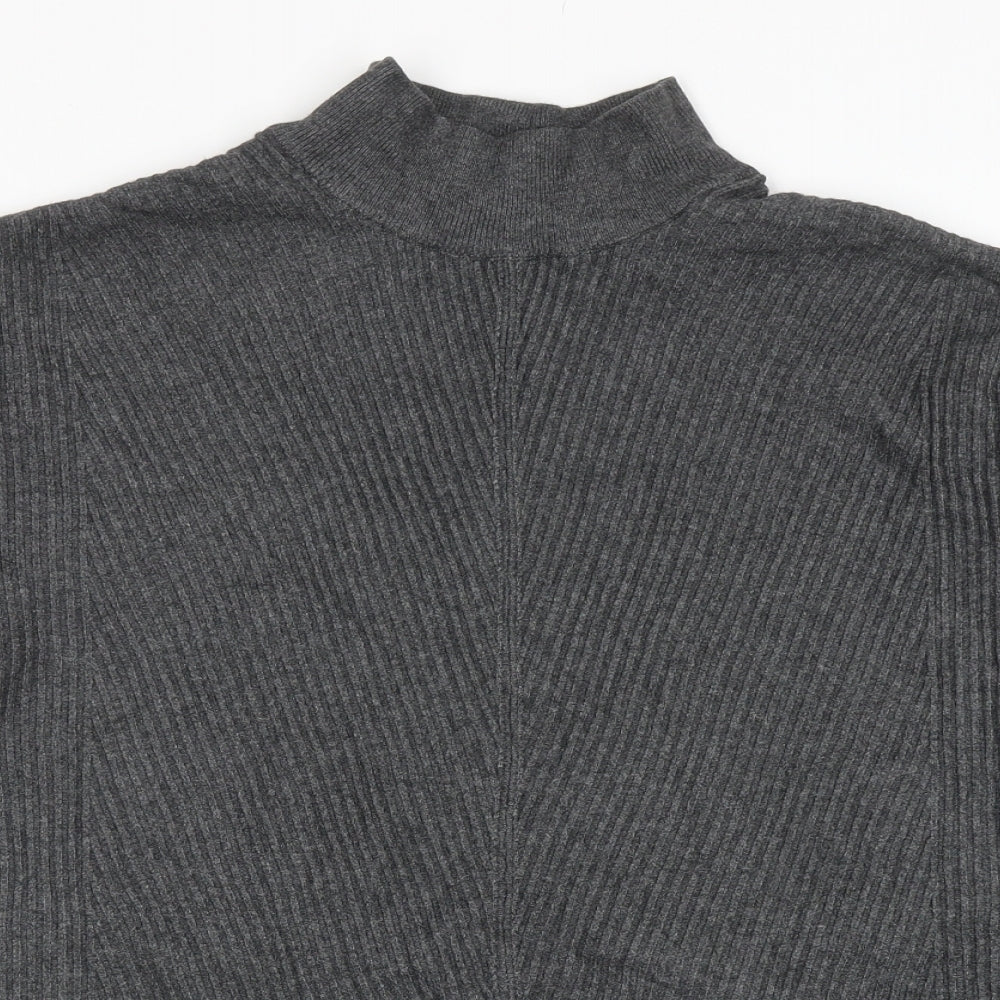 M&Co Womens Grey Mock Neck Viscose Pullover Jumper Size 16