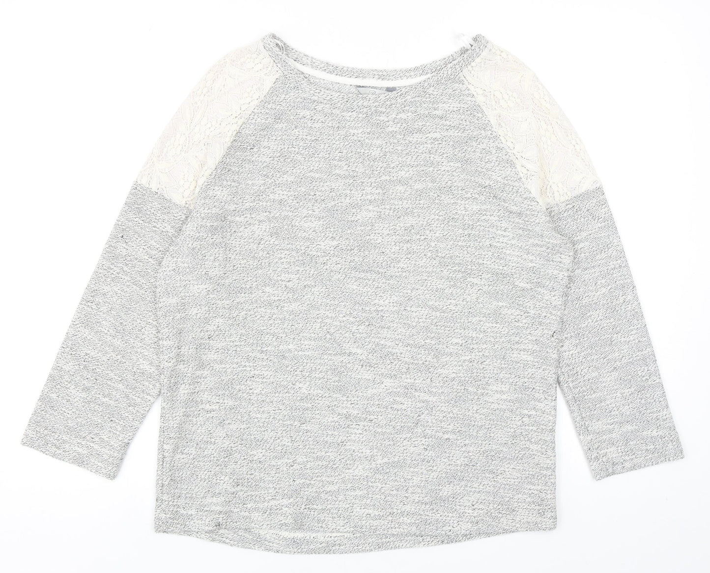 Peacocks Womens Grey Round Neck Cotton Pullover Jumper Size 12