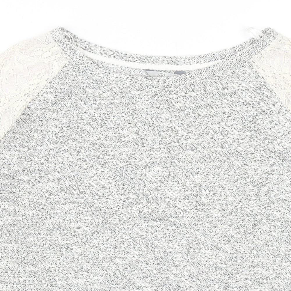 Peacocks Womens Grey Round Neck Cotton Pullover Jumper Size 12