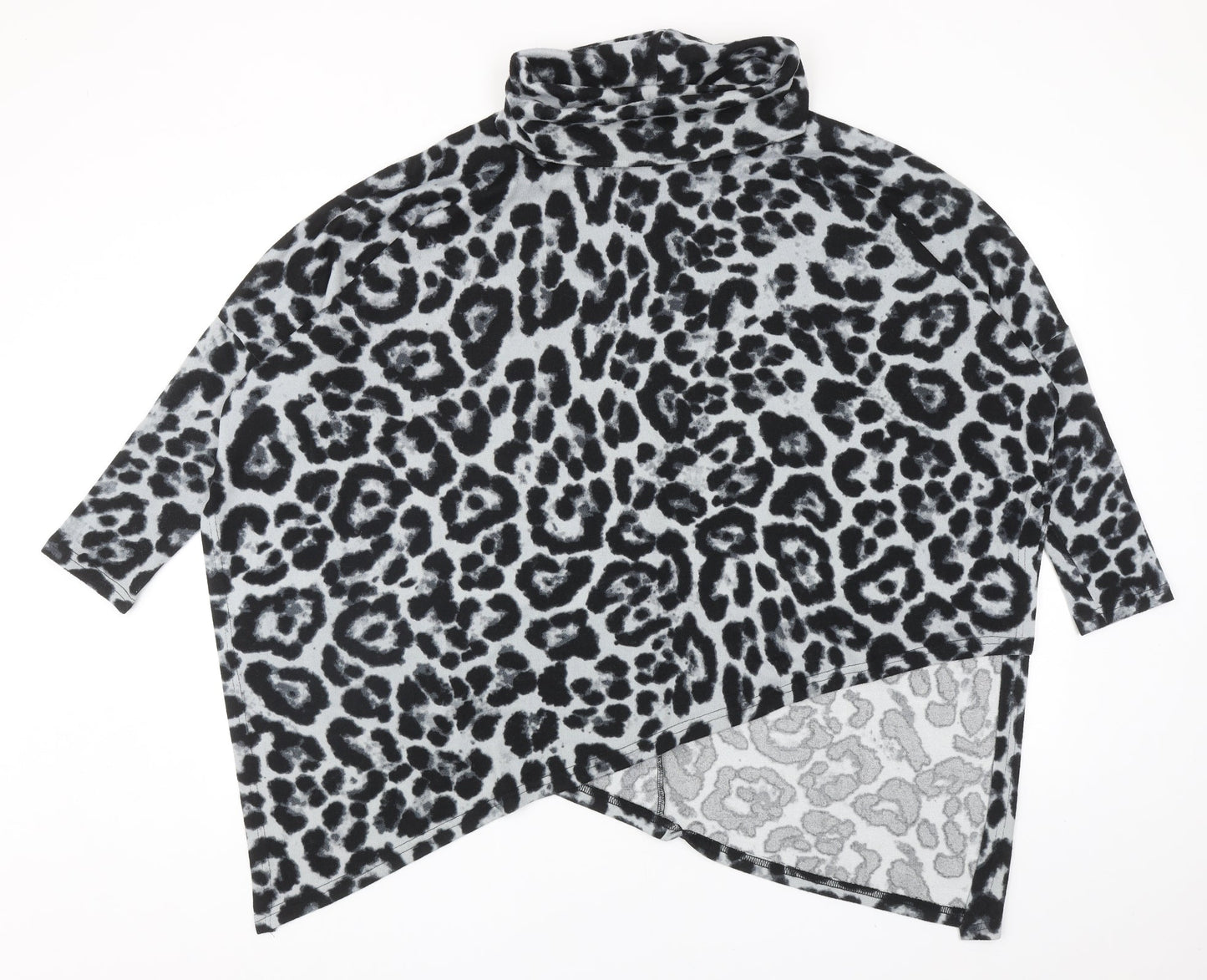 Quiz Womens Grey Roll Neck Animal Print Polyester Pullover Jumper Size M