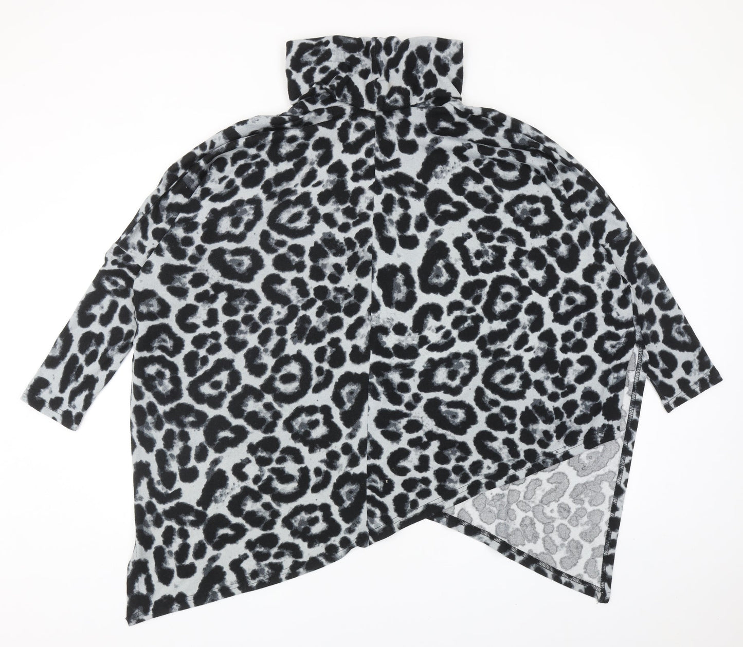 Quiz Womens Grey Roll Neck Animal Print Polyester Pullover Jumper Size M