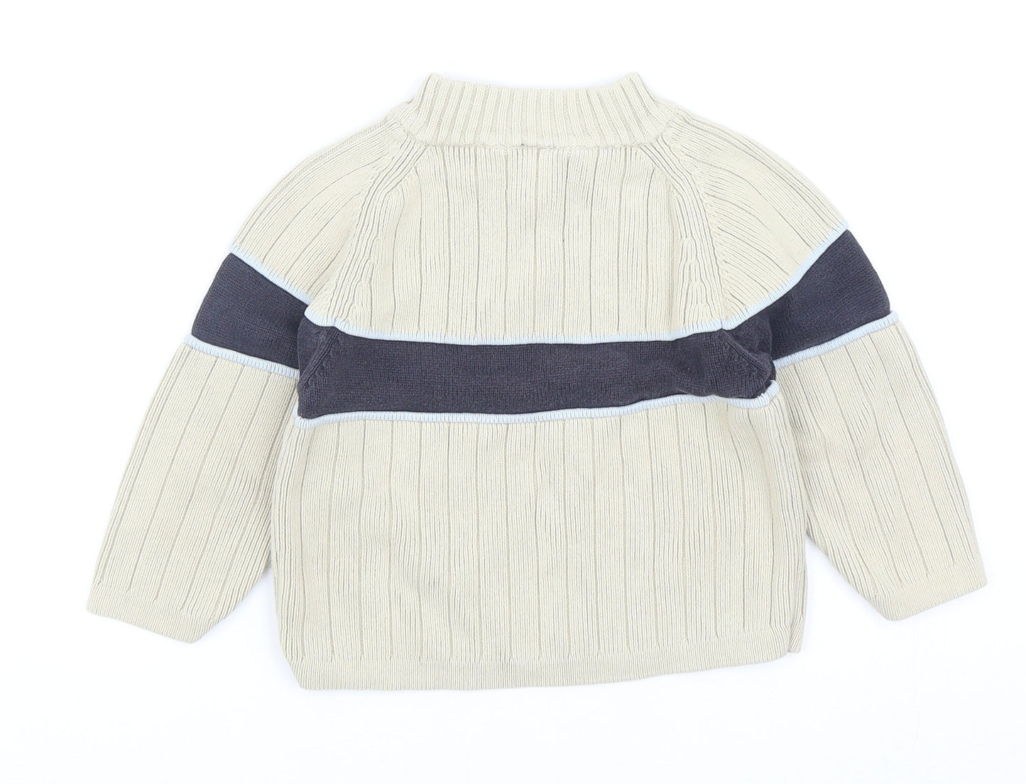 NEXT Boys Beige High Neck Cotton Pullover Jumper Size 2XS Zip