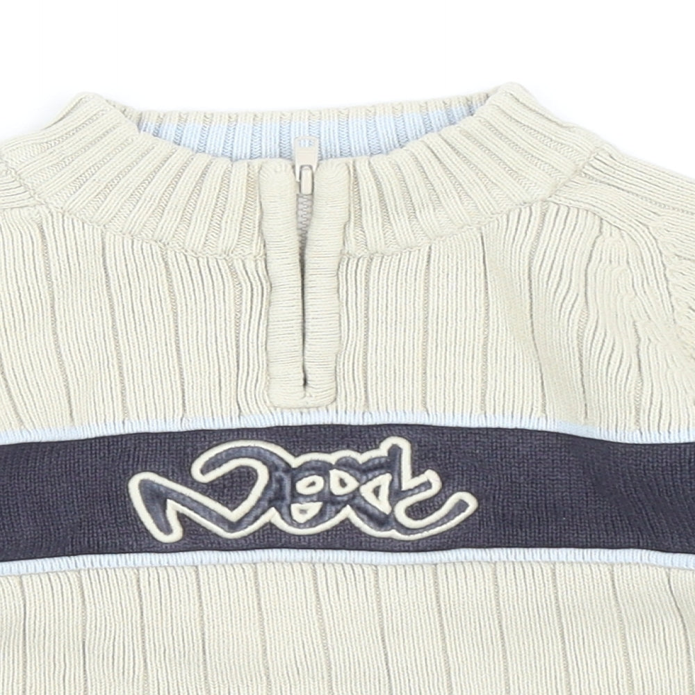 NEXT Boys Beige High Neck Cotton Pullover Jumper Size 2XS Zip