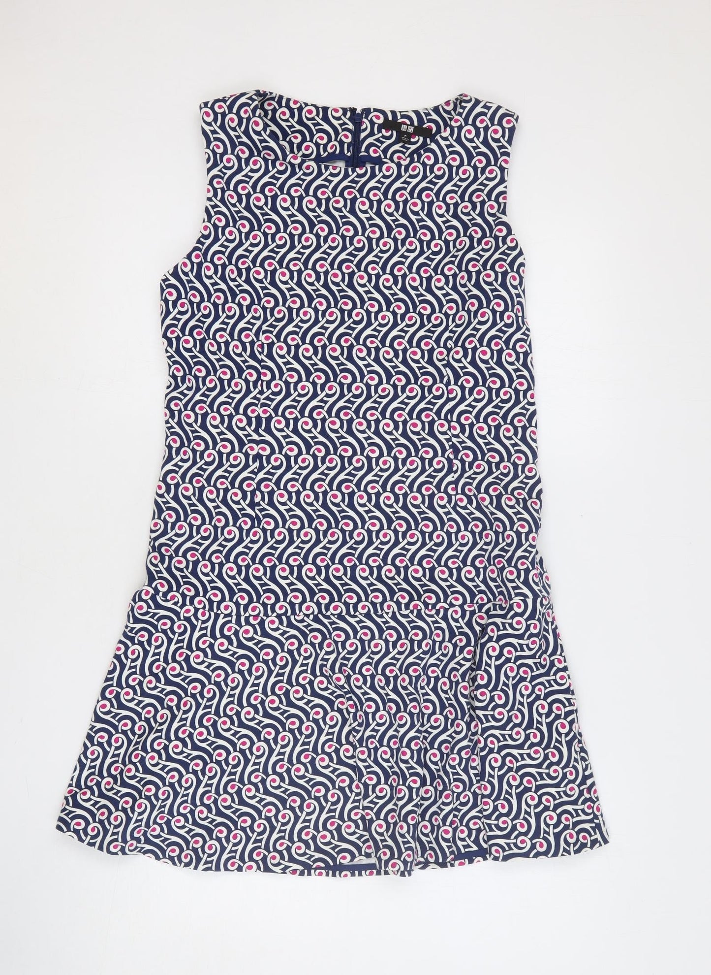Preworn Womens Multicoloured Geometric Cotton Trapeze & Swing Size M Round Neck Zip