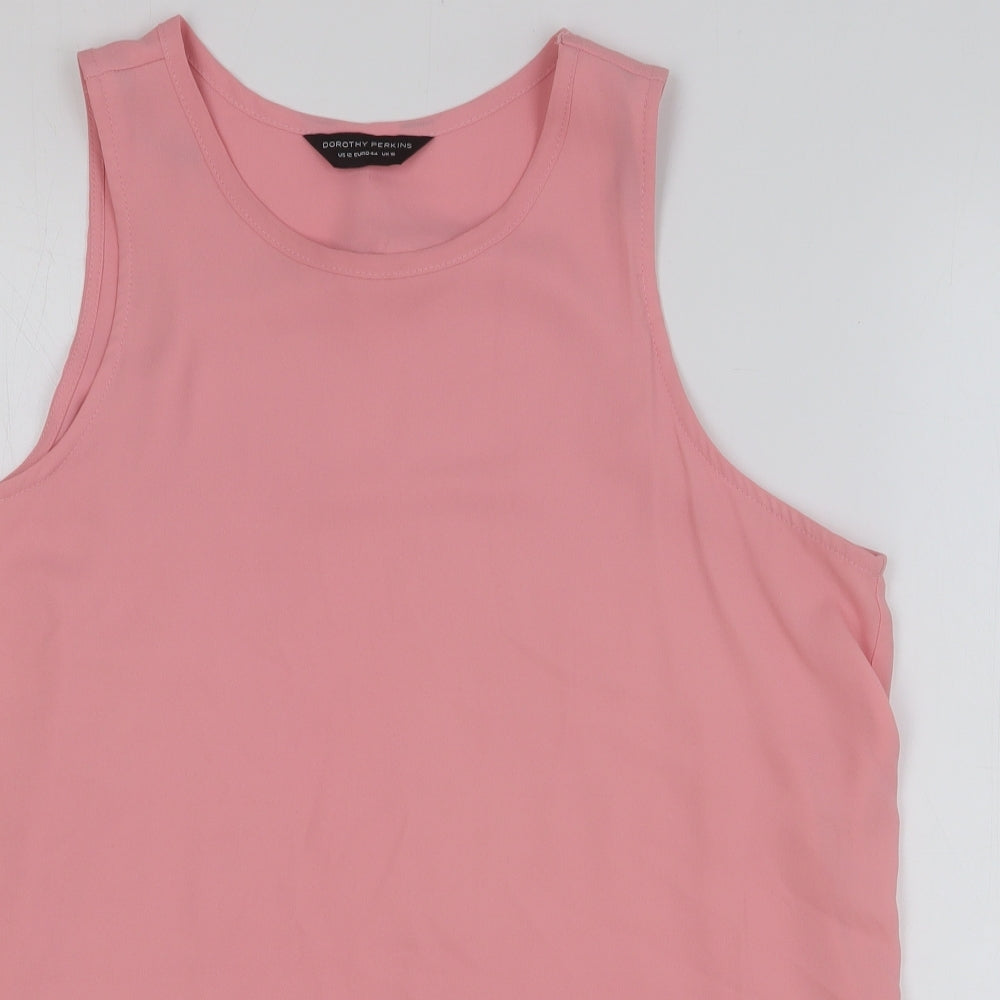 Dorothy Perkins Womens Pink Polyester Basic Tank Size 16 Round Neck