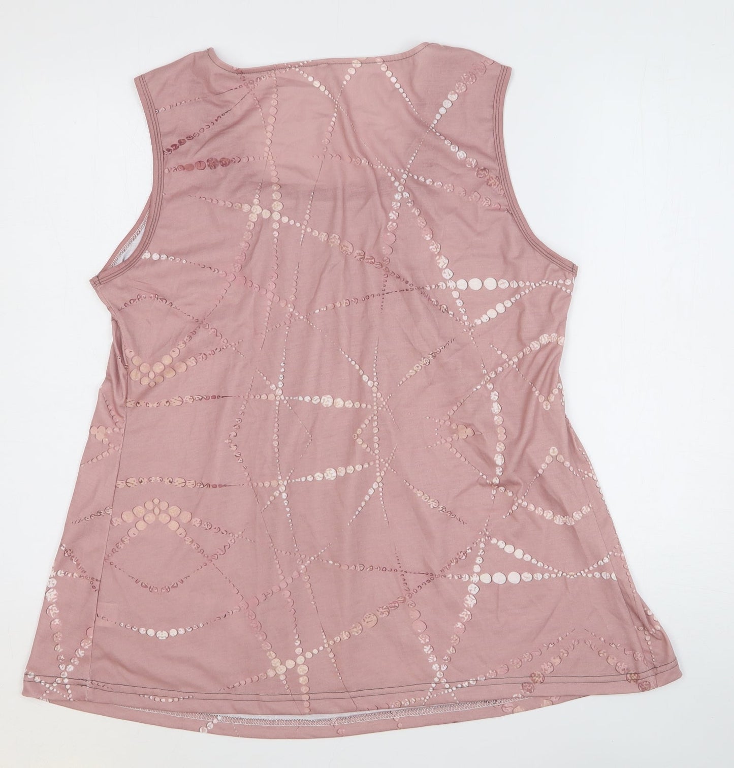 Preworn Womens Pink Geometric Polyester Basic Tank Size 2XL Square Neck