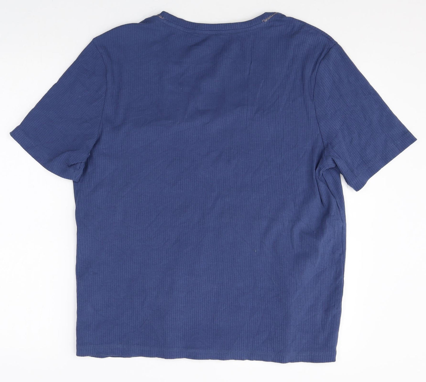 Mark Alexander Womens Blue Cotton Basic T-Shirt Size 14 V-Neck