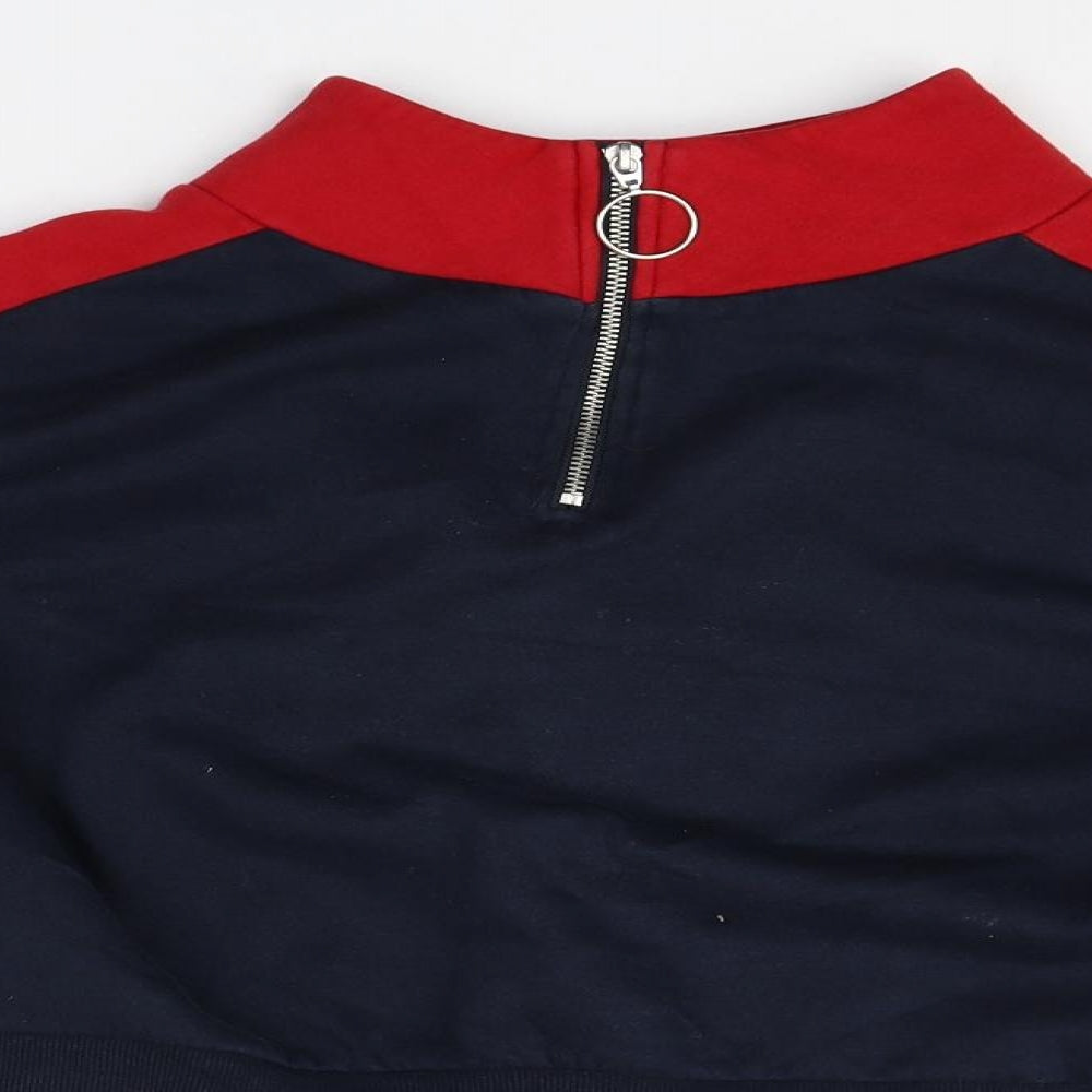 Divided Womens Multicoloured High Neck Cotton Pullover Jumper Size L - Colour Block