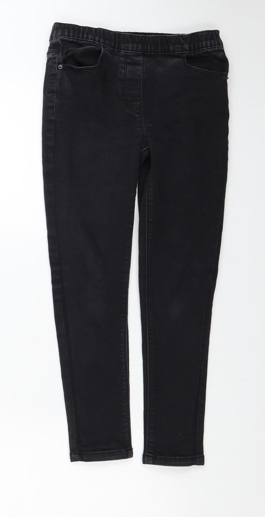 Matalan Girls Black Cotton Skinny Jeans Size 9 Months Regular Pullover