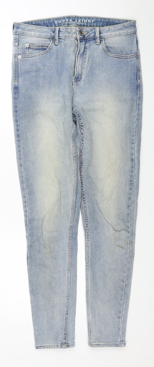 Marks and Spencer Womens Blue Cotton Skinny Jeans Size 8 Regular Zip