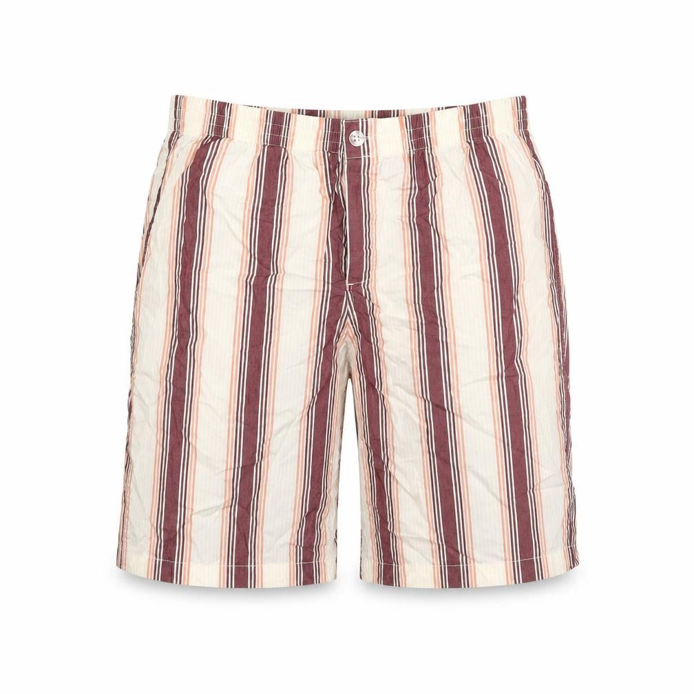 Preworn Womens Beige Striped Polyester Bermuda Shorts Size 30 in Regular Button
