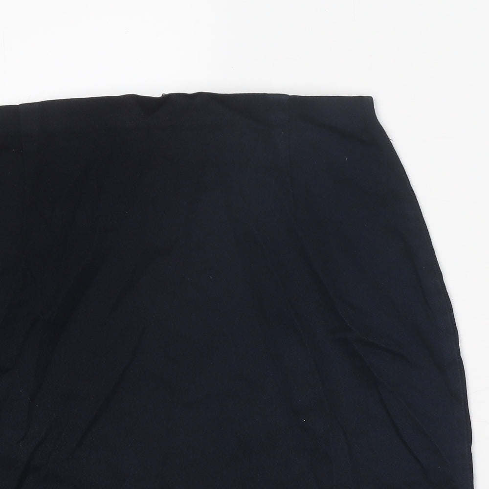 St Michael Womens Blue Viscose Straight & Pencil Skirt Size 14 Zip