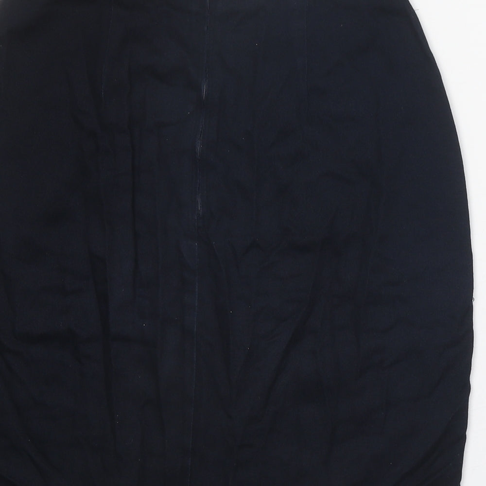 St Michael Womens Blue Viscose Straight & Pencil Skirt Size 14 Zip