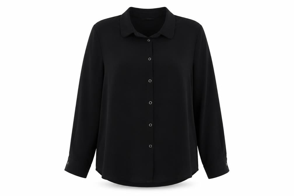 ADL Womens Black Polyester Basic Button-Up Size XL V-Neck