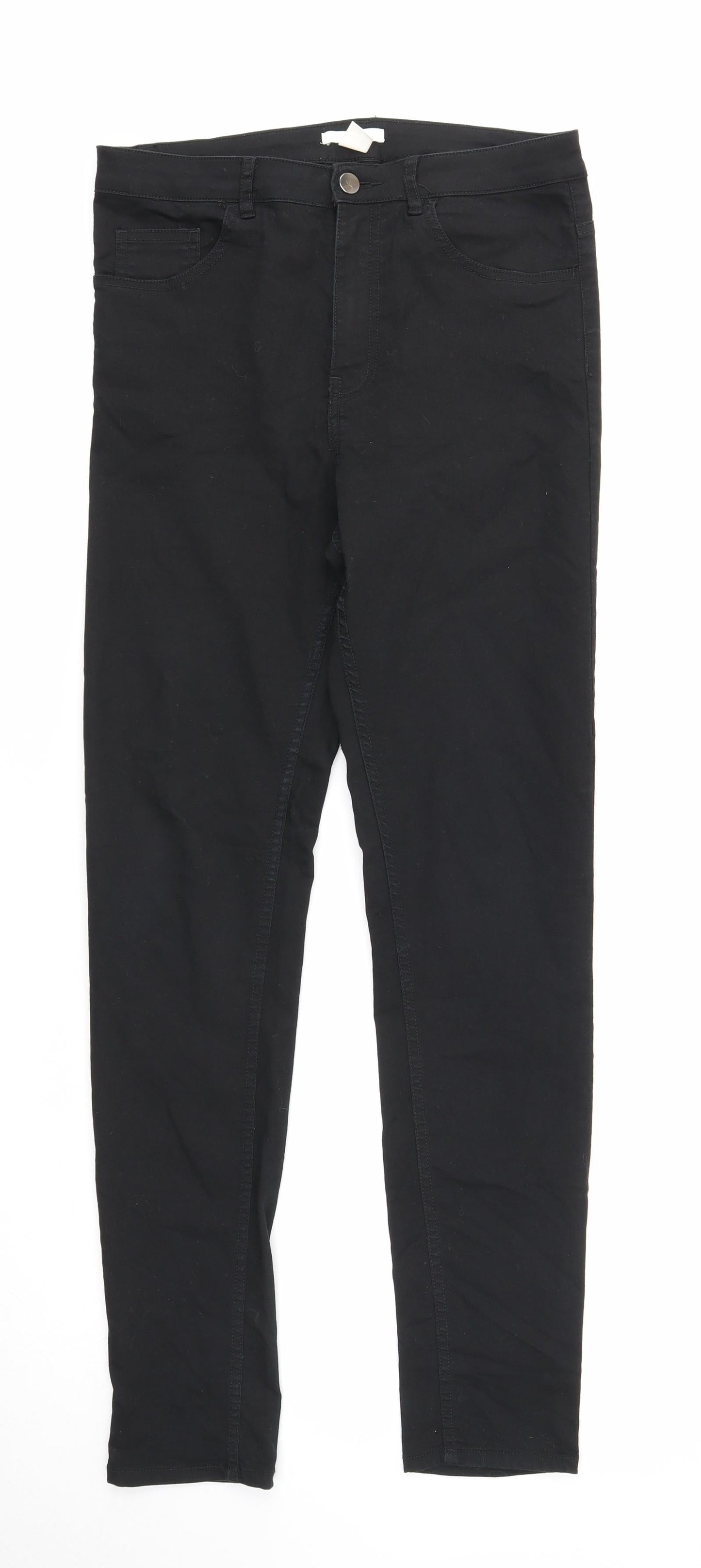 H&M Womens Black Cotton Skinny Jeans Size 12 Regular Zip