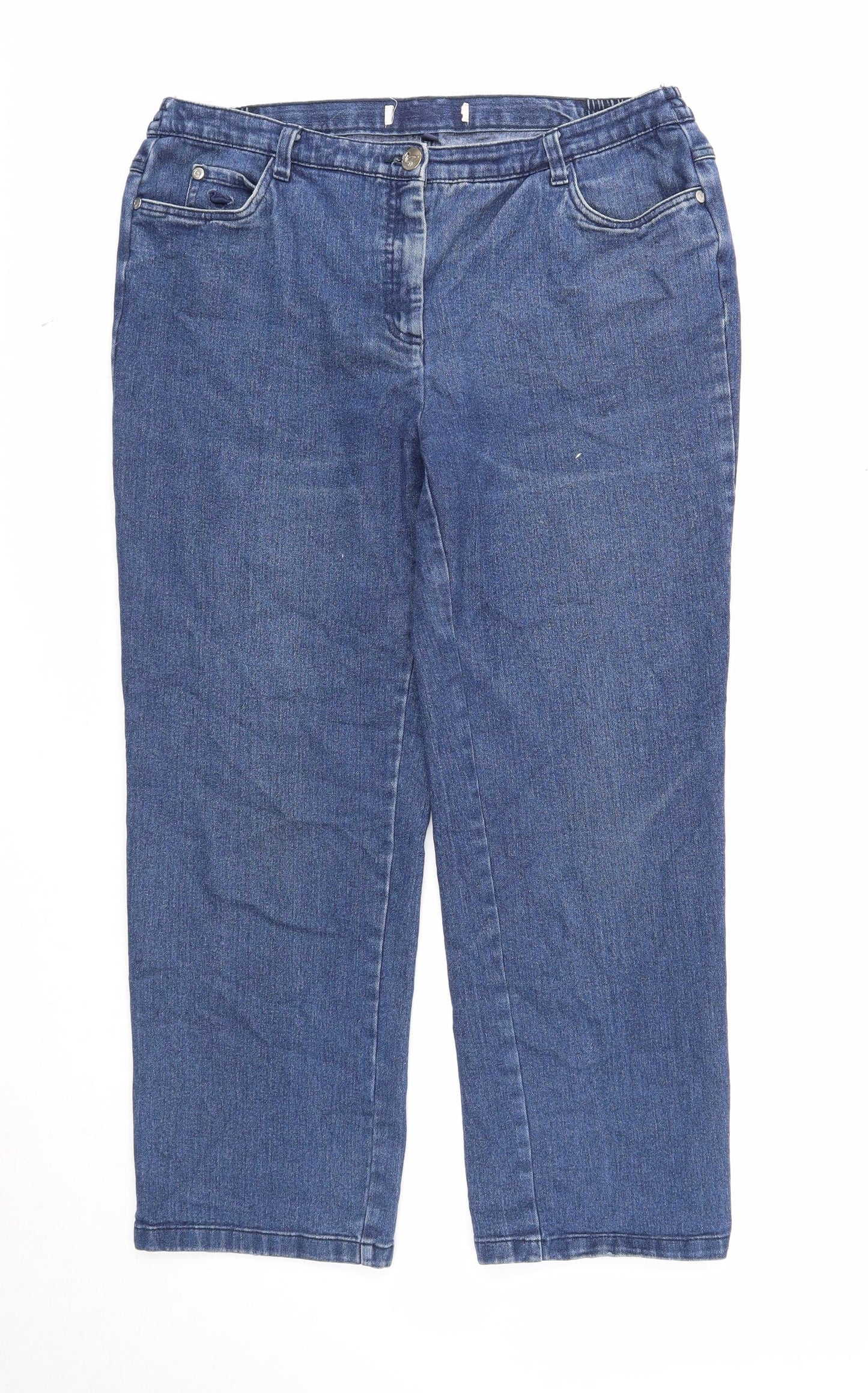 EWM Womens Blue Cotton Straight Jeans Size 14 Regular Zip