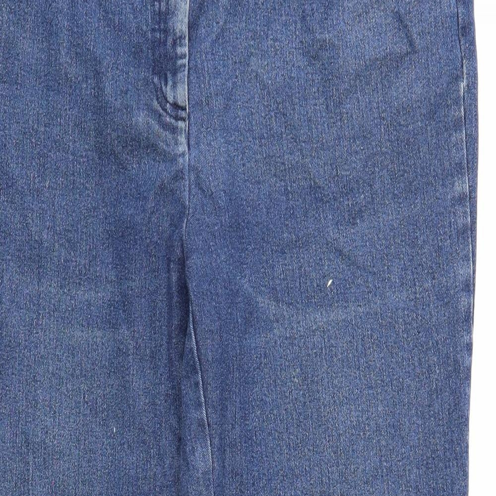 EWM Womens Blue Cotton Straight Jeans Size 14 Regular Zip
