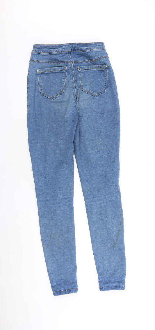 Missguided Womens Blue Cotton Skinny Jeans Size 10 L30 in Regular Zip