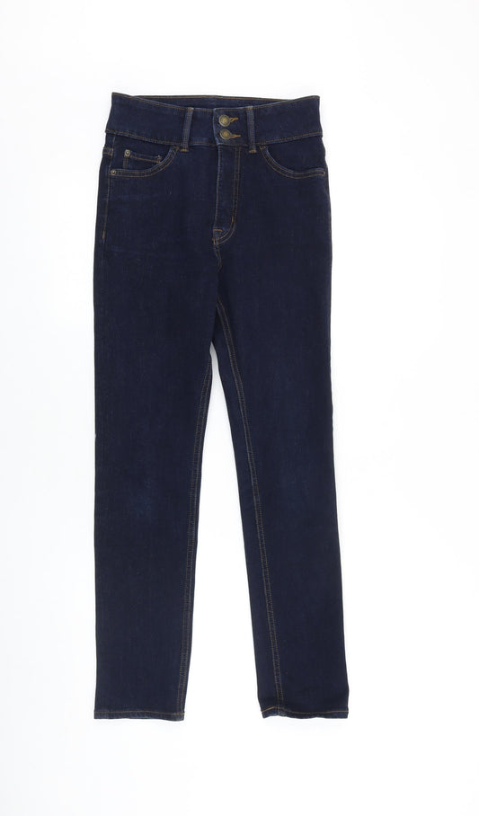 Marks and Spencer Womens Blue Cotton Skinny Jeans Size 8 L28 in Regular Zip