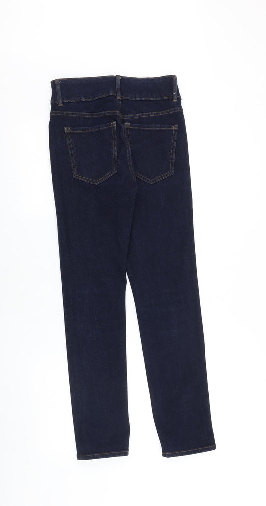 Marks and Spencer Womens Blue Cotton Skinny Jeans Size 8 L28 in Regular Zip