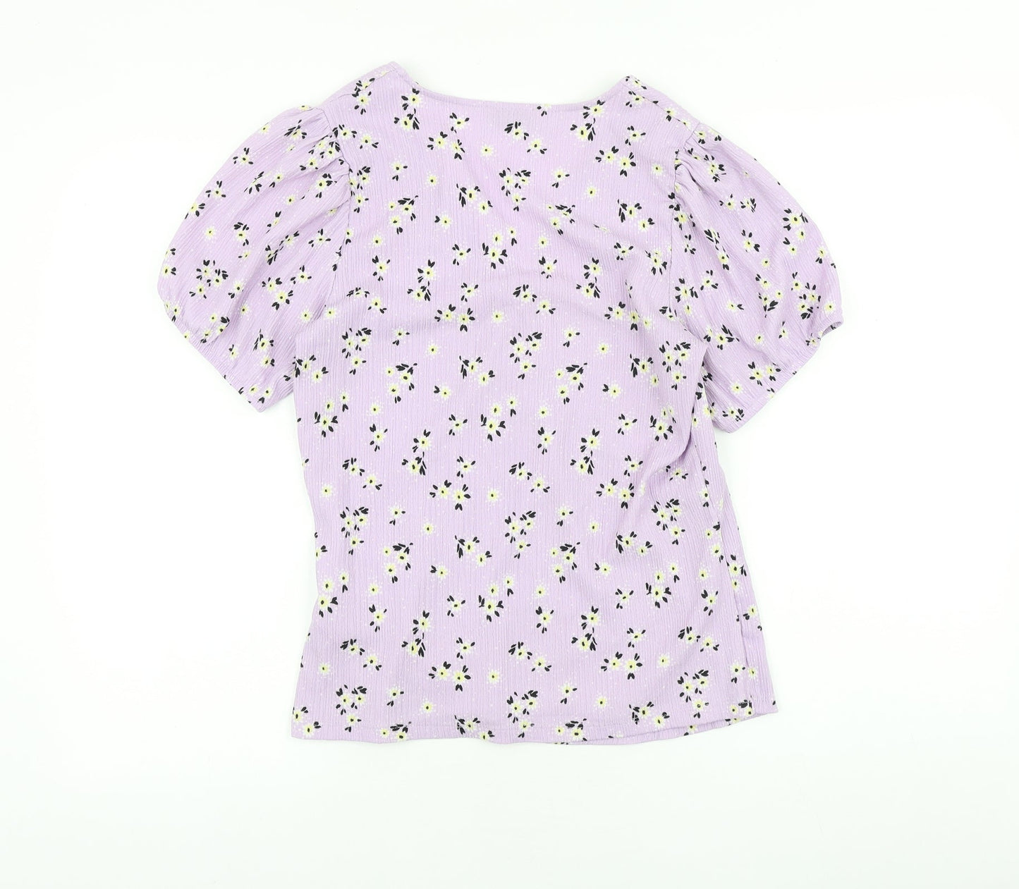 Papaya Womens Purple Floral Viscose Wrap T-Shirt Size 12 V-Neck - Faux Wrap