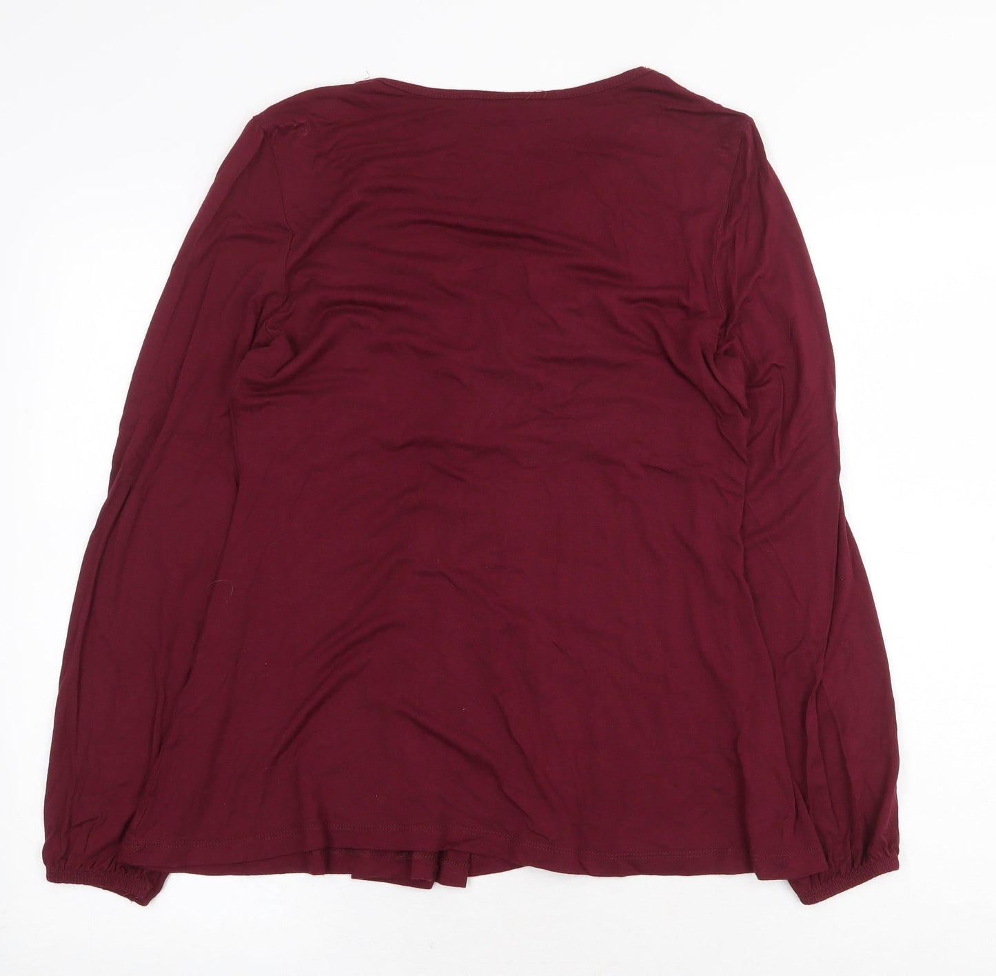 Body Flirt Womens Red Cotton Basic Blouse Size M V-Neck - Ruched