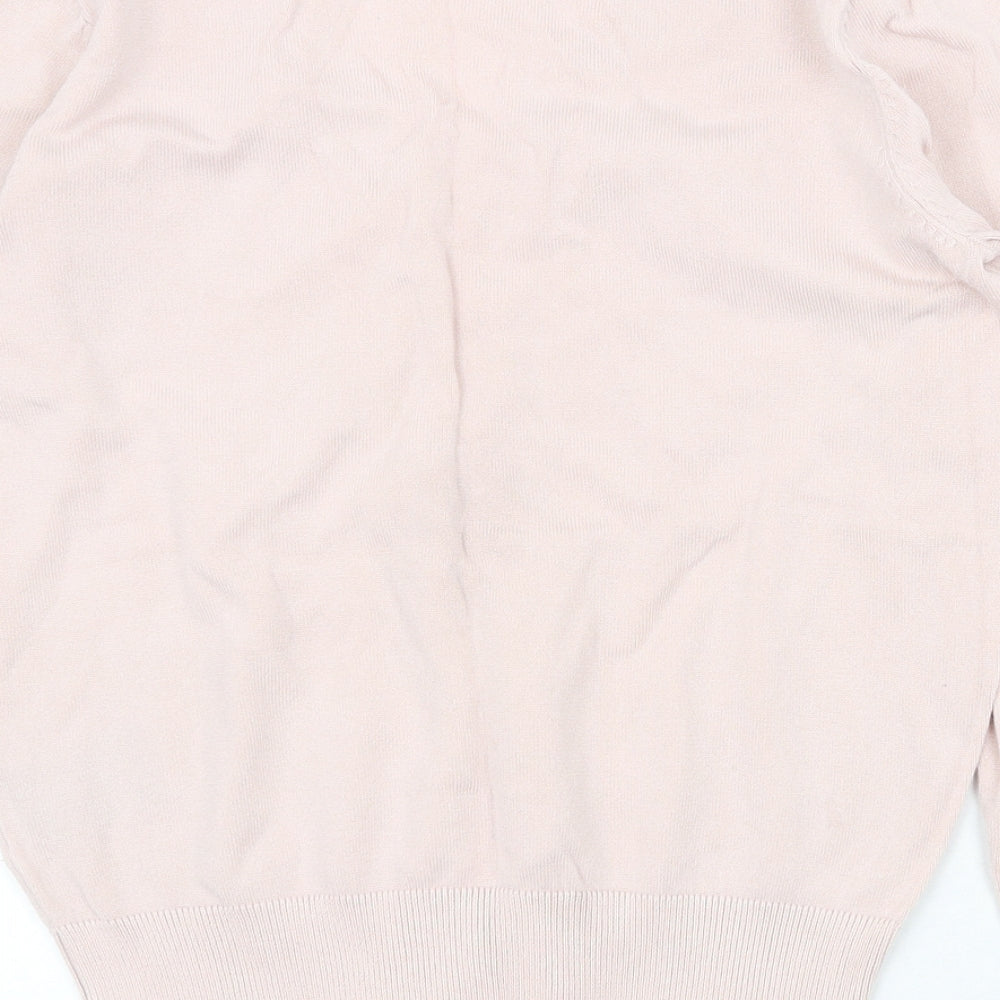H&M Womens Pink V-Neck Viscose Pullover Jumper Size XS