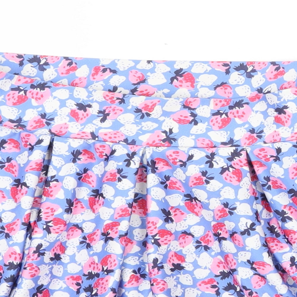 Nobody's Child Womens Blue Geometric Polyacrylate Fibre Tulip Skirt Size 8 - Strawberry Pattern