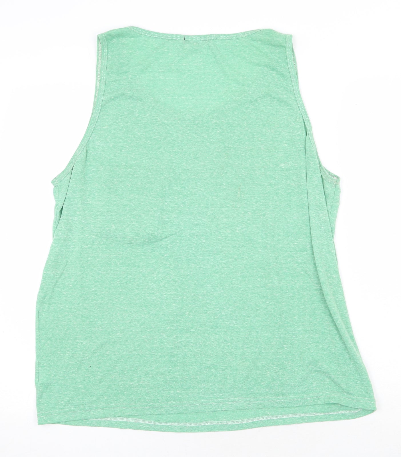 Bambele Womens Green Geometric 100% Cotton Basic Tank Size L Round Neck