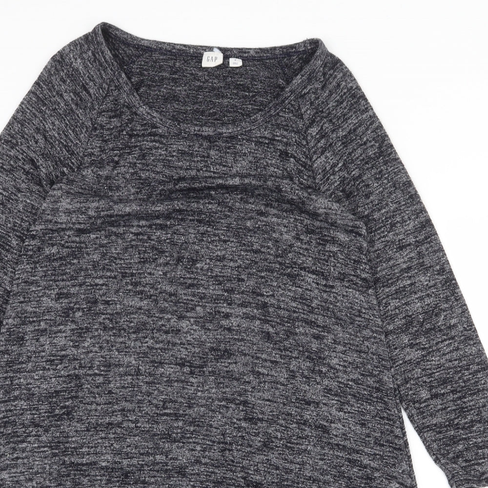 Gap Womens Grey Polyester Trapeze & Swing Size S Scoop Neck Pullover