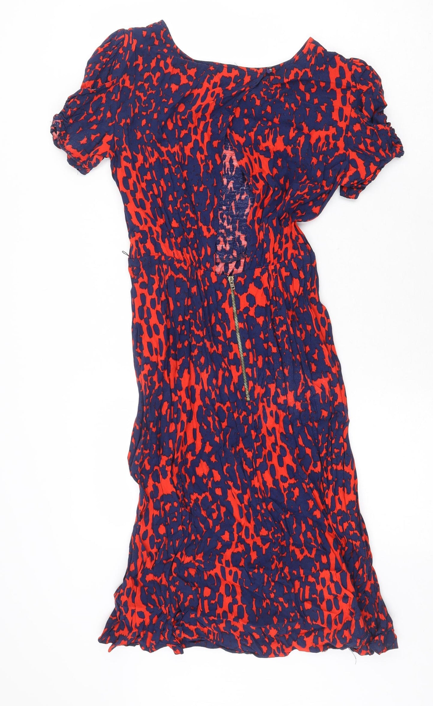 ASOS Womens Multicoloured Geometric Polyester A-Line Size 10 Boat Neck Zip