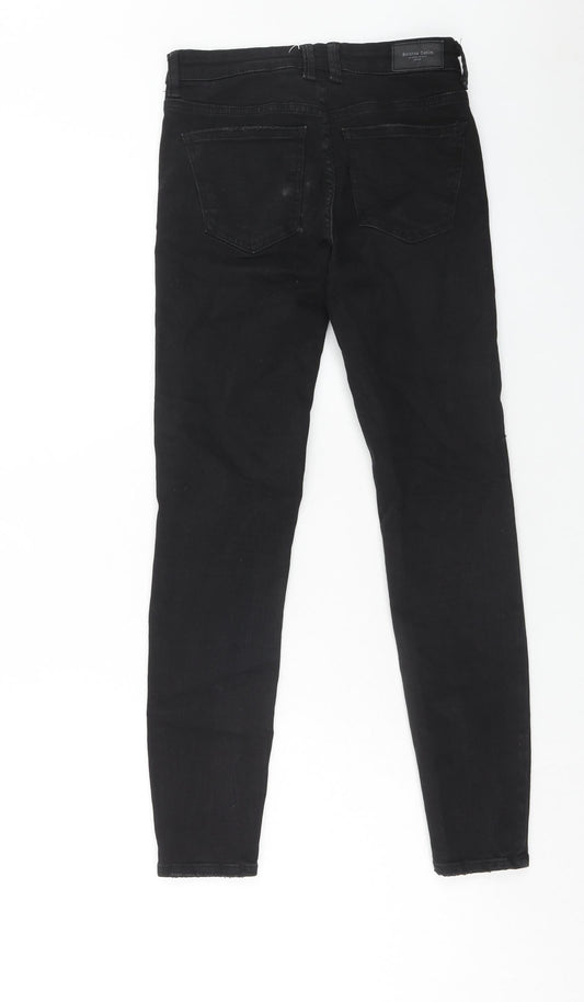 Bershka Womens Black Cotton Skinny Jeans Size 4XL Regular Zip