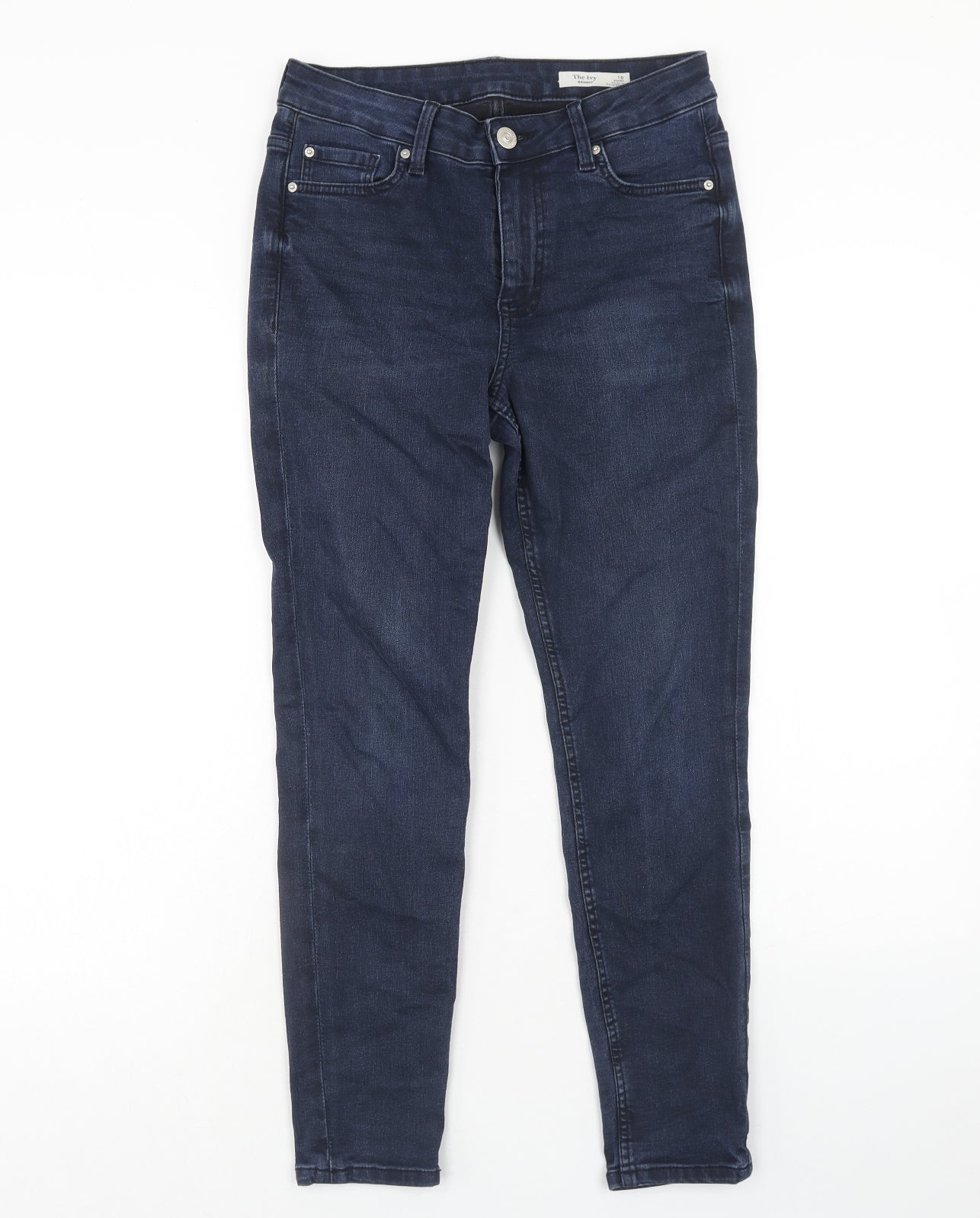 Marks and Spencer Womens Blue Cotton Skinny Jeans Size 10 Regular Zip