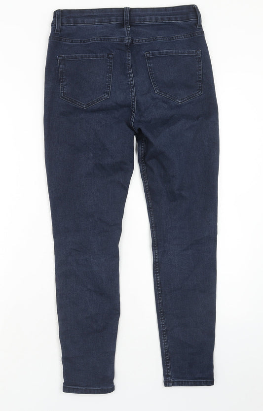 Marks and Spencer Womens Blue Cotton Skinny Jeans Size 10 Regular Zip