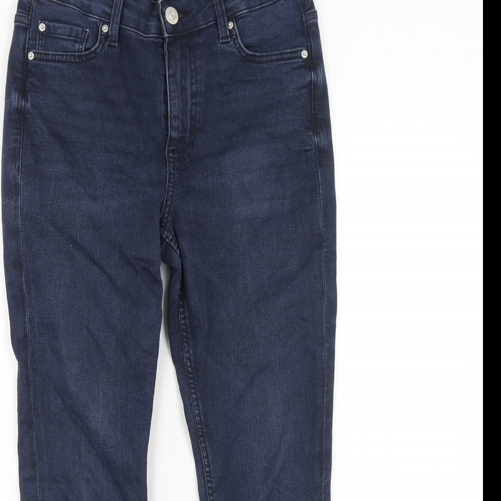 Marks and Spencer Womens Blue Cotton Skinny Jeans Size 10 Regular Zip