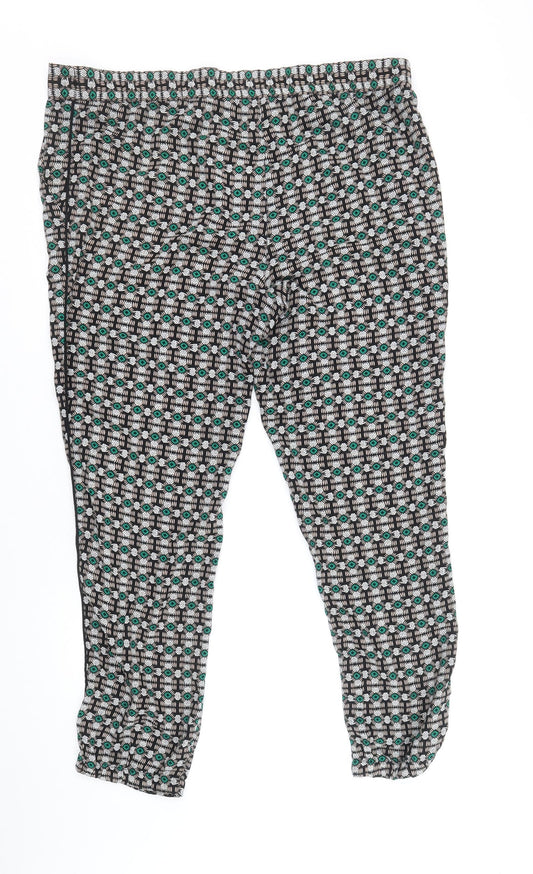 Stradivarius Womens Multicoloured Geometric Polyester Cropped Trousers Size L Regular