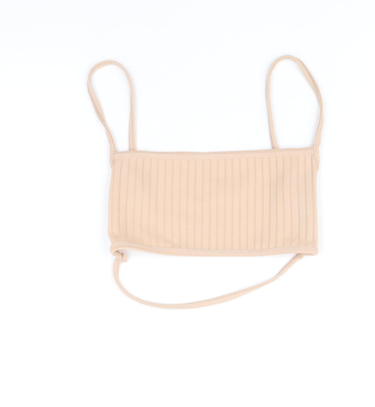 PRETTYLITTLETHING Womens Beige Polyester Cropped Tank Size 4 Square Neck