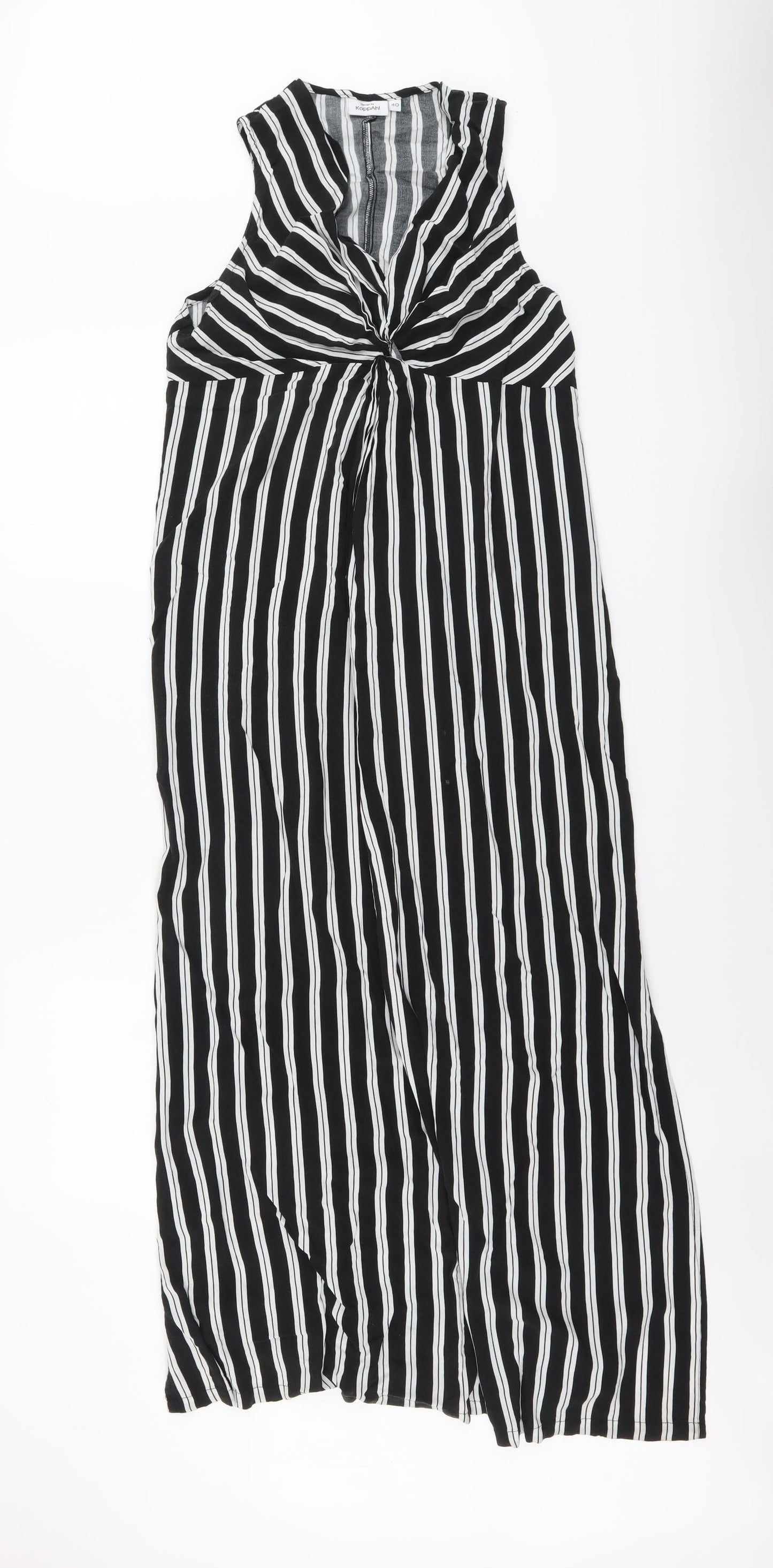 Kappahl Womens Black Striped Viscose Trapeze & Swing Size 12 V-Neck Pullover
