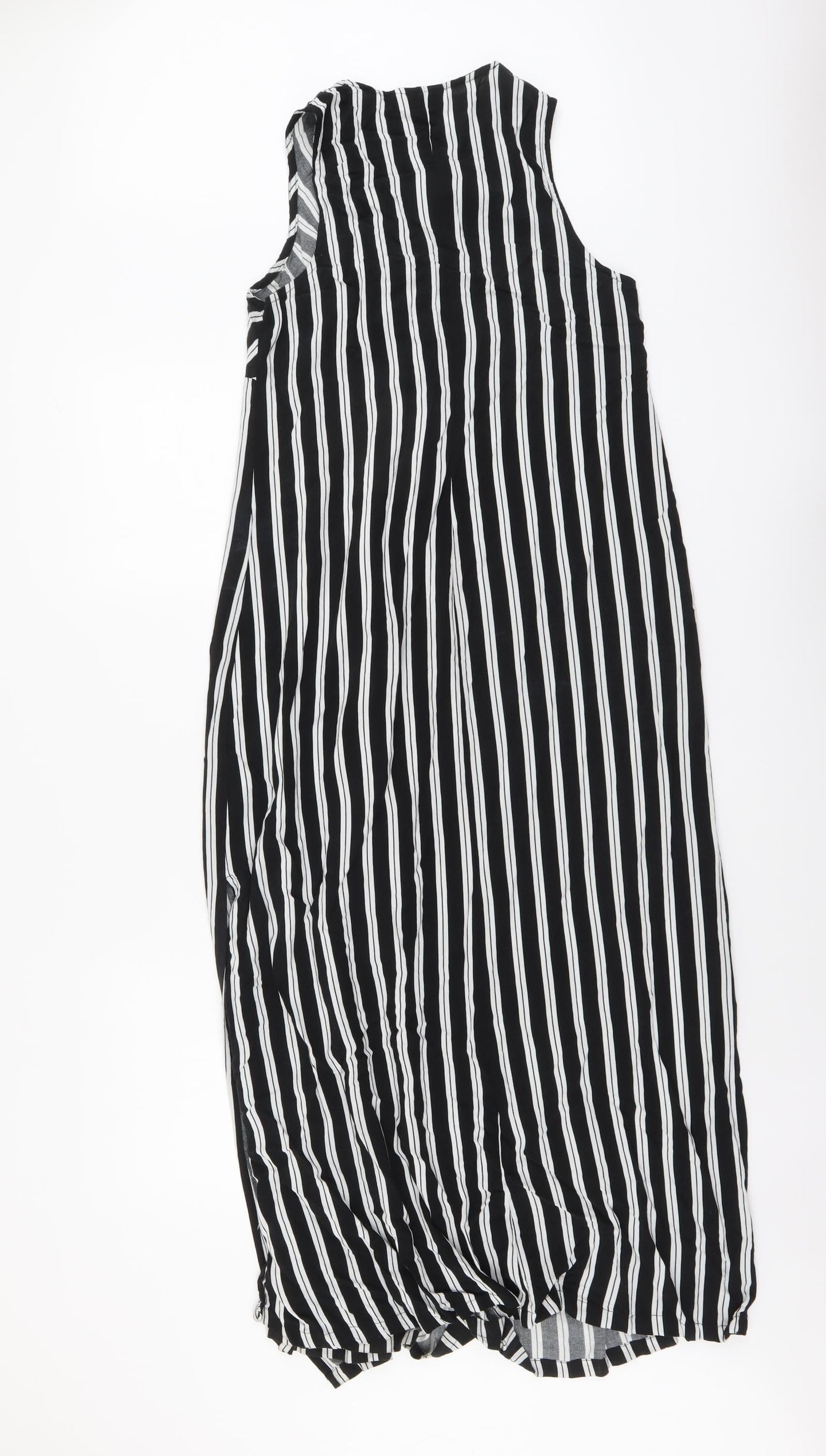 Kappahl Womens Black Striped Viscose Trapeze & Swing Size 12 V-Neck Pullover