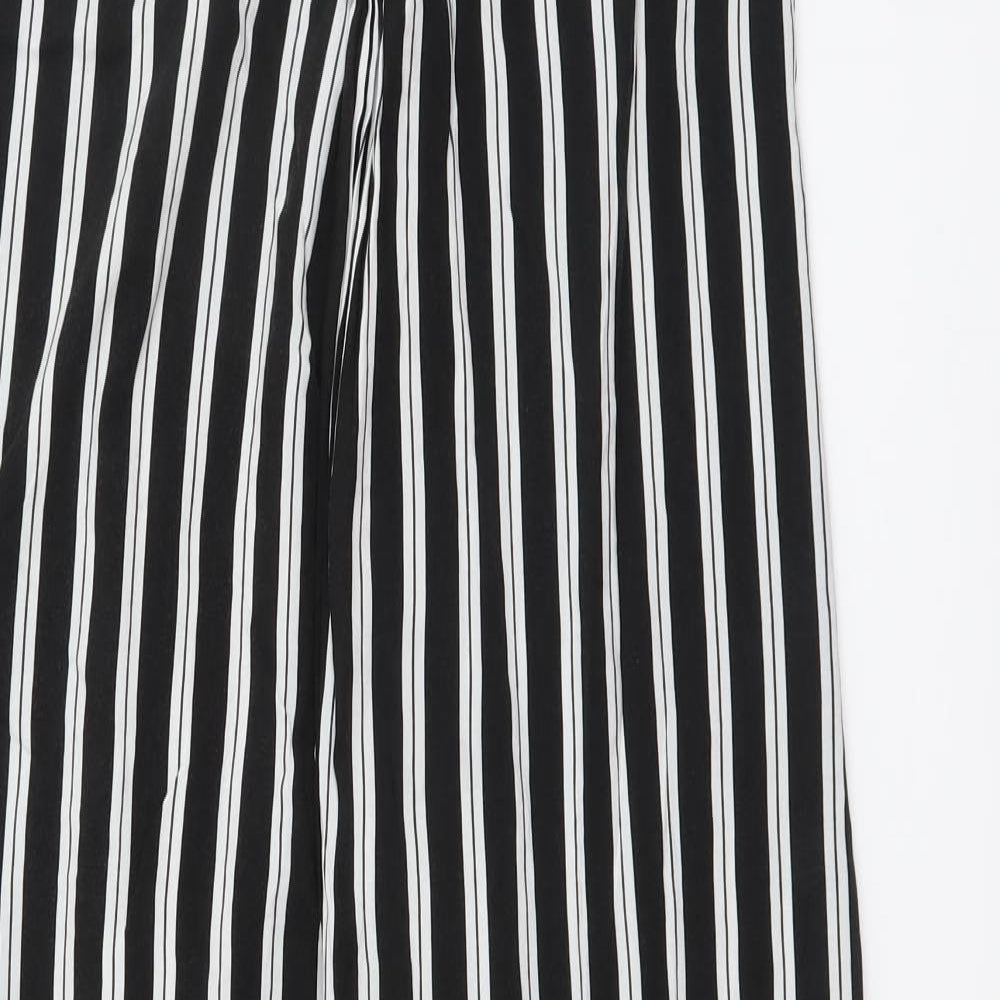 Kappahl Womens Black Striped Viscose Trapeze & Swing Size 12 V-Neck Pullover