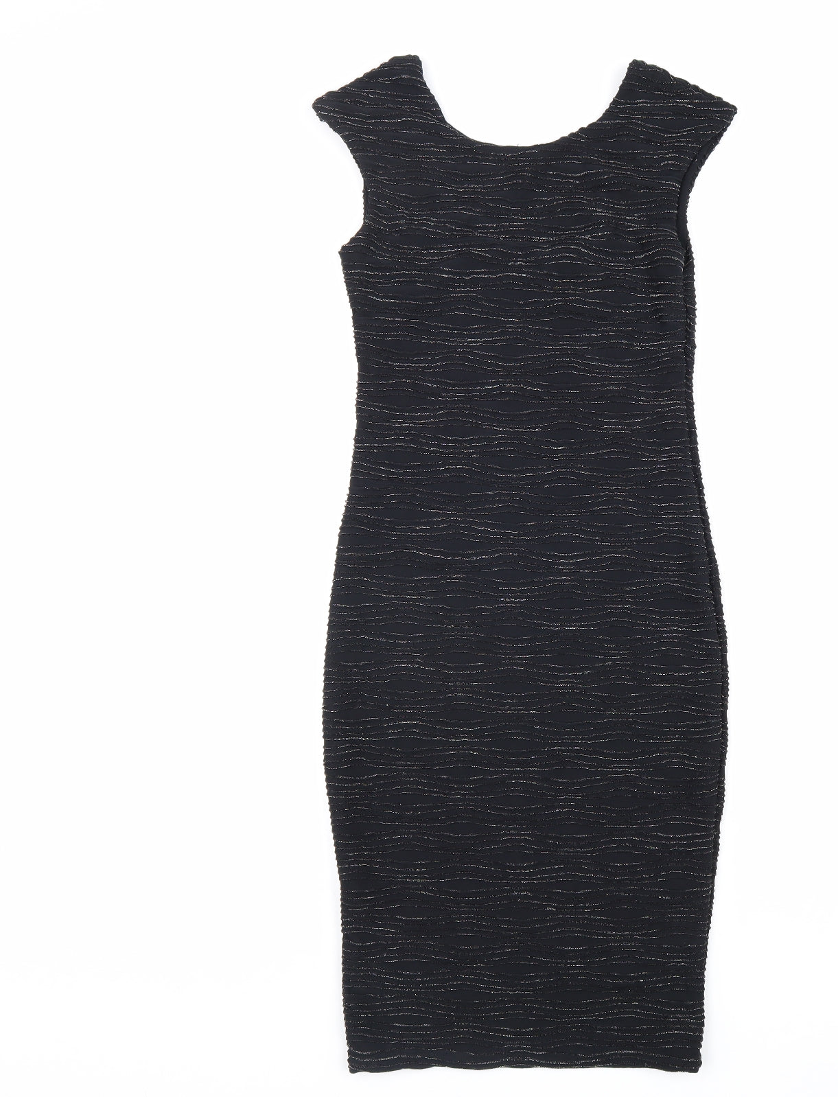 Preworn Womens Black Polyester Pencil Dress Size 10 V-Neck Pullover