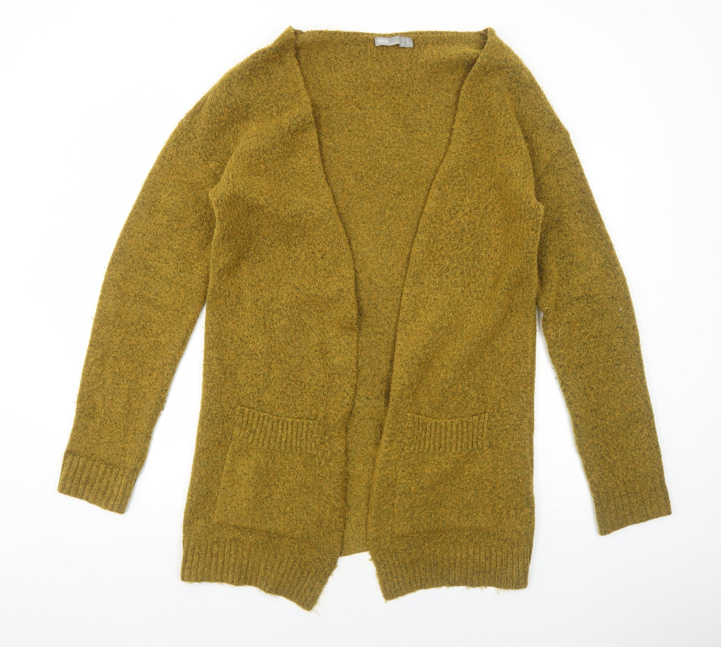 ASOS Womens Yellow V-Neck Acrylic Cardigan Jumper Size 10