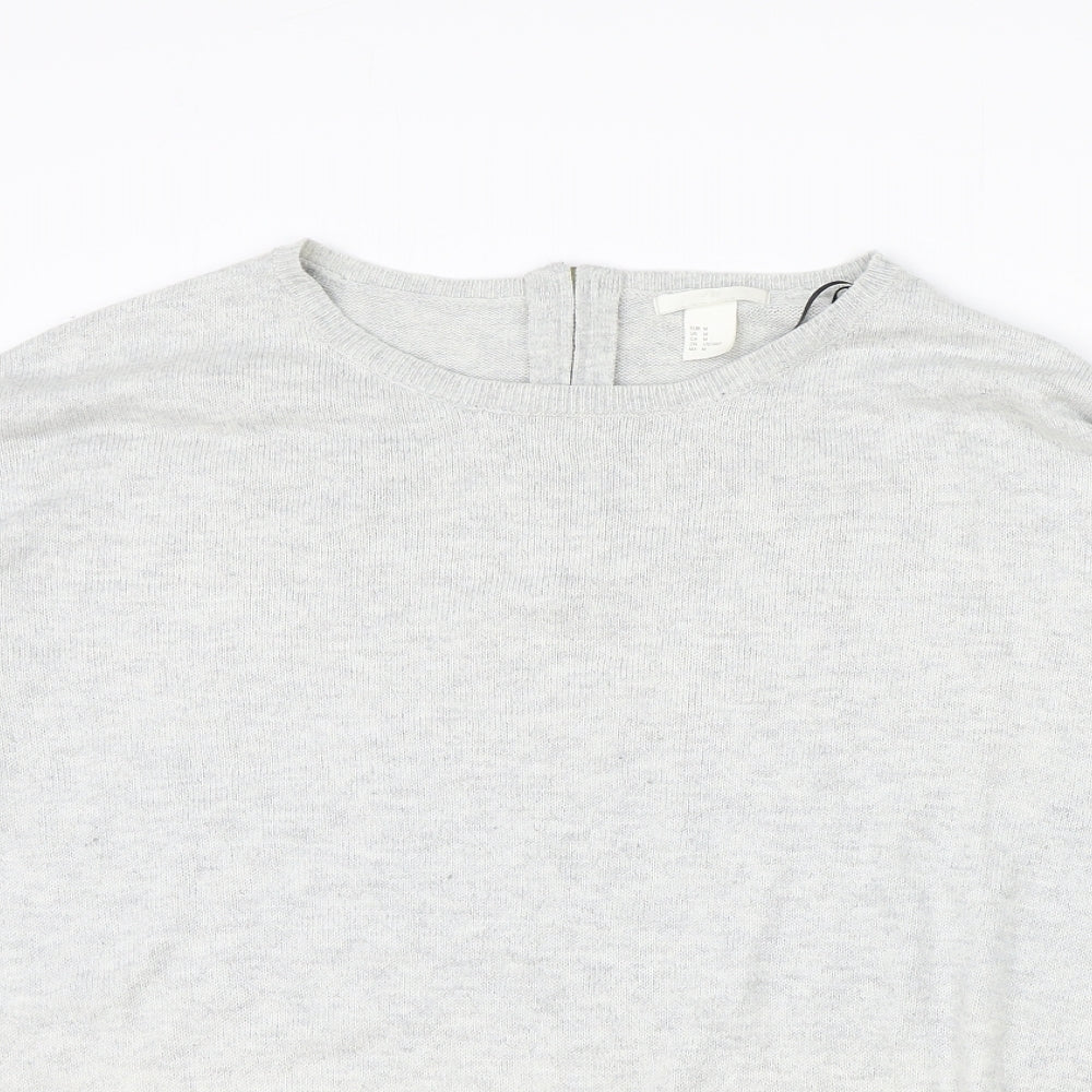 H&M Womens Grey Round Neck Acrylic Pullover Jumper Size M