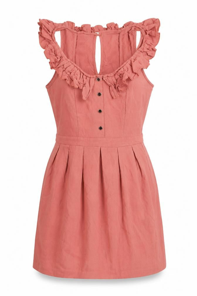 Pins and Needles Womens Pink Rayon A-Line Size S Scoop Neck Button